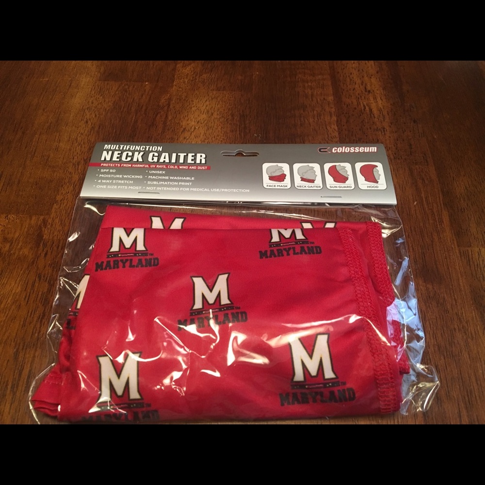 NWT Maryland Terrapins neck gaiter, Red with logo